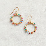 Darby Drake Jewelry and Design SMALL GEMSTONE-WRAPPED HOOP EARRINGS - ETS458 Multi