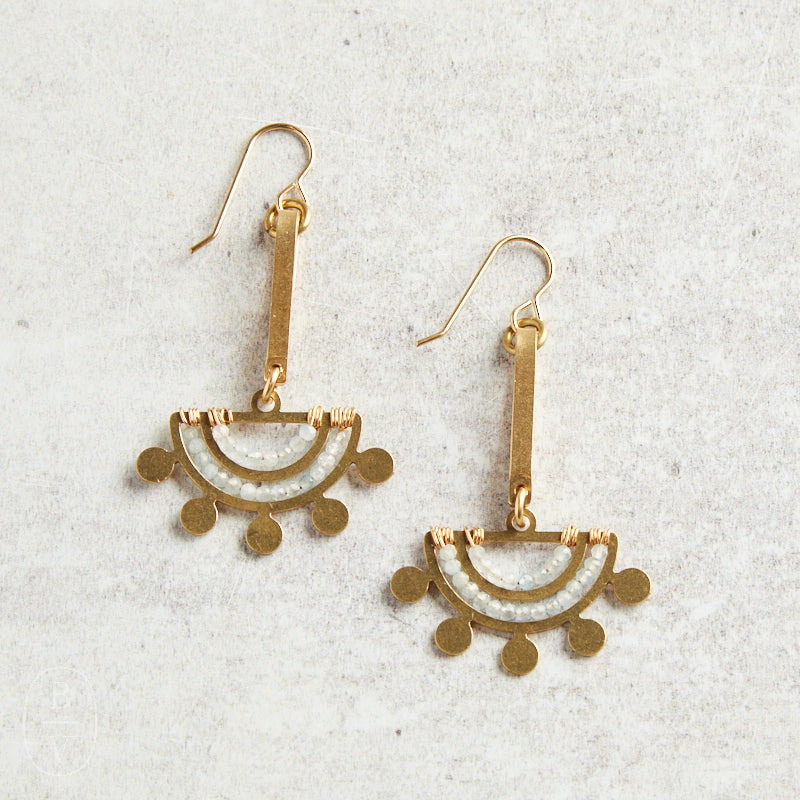 Darby Drake Jewelry and Design BAR AND CIRCLES GEMSTONE EARRINGS - ETS397 Labradorite