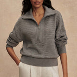Varley DARLA HALF ZIP KNIT Silver Filigree Melange