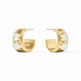 Julie Vos DOLCE STONE HOOP EARRINGS Gold Medium Iridescent Clear Crystal