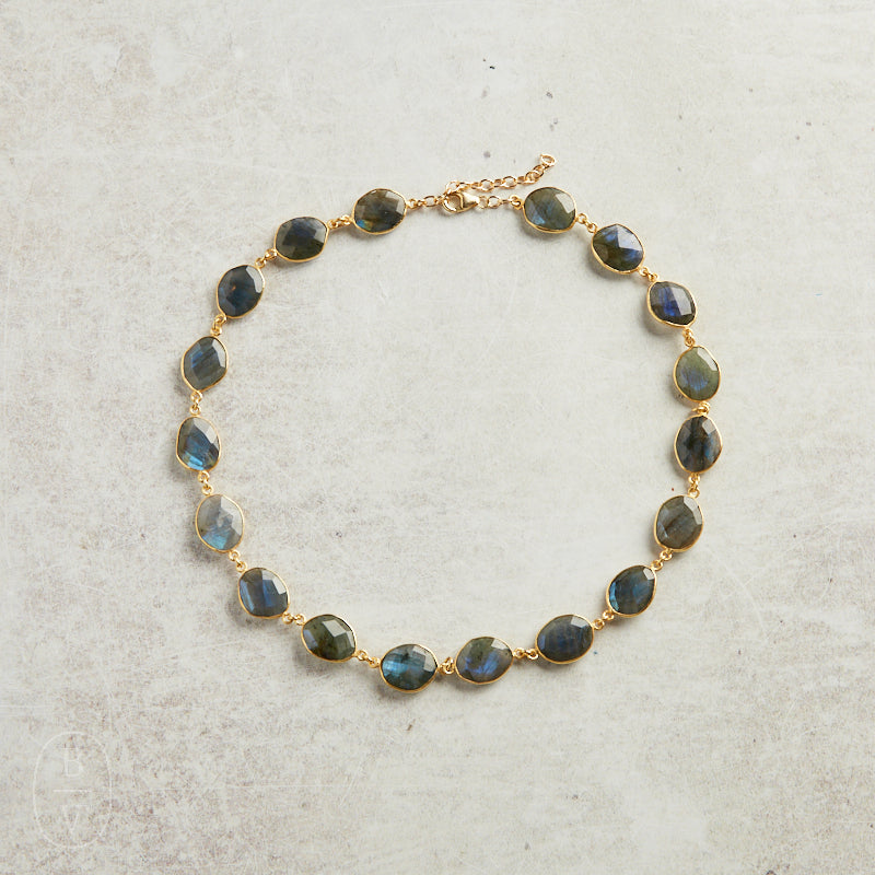 Elyssa Bass Designs BEZEL GEMSTONE NECKLACE Labradorite