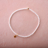 eNewton Design HOPE CLASSIC CHARM BRACELET Silky White Signature Cross Small Gold