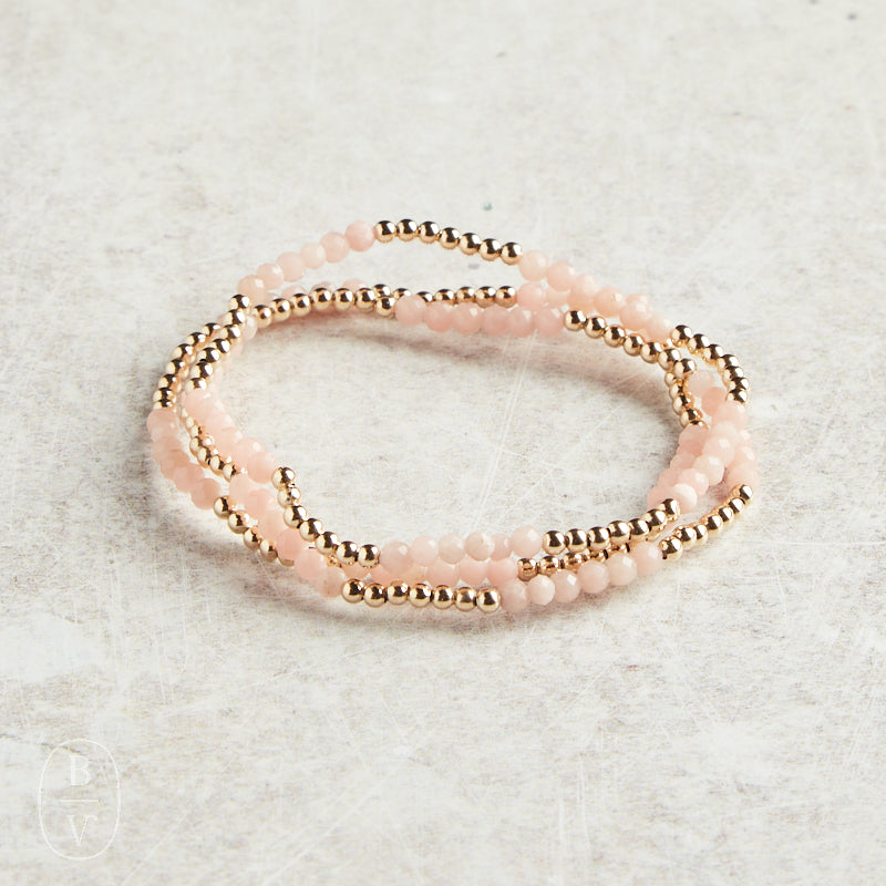 eNewton Design BLISSFUL PATTERN BEAD BRACELET Pink Opal 2.5mm