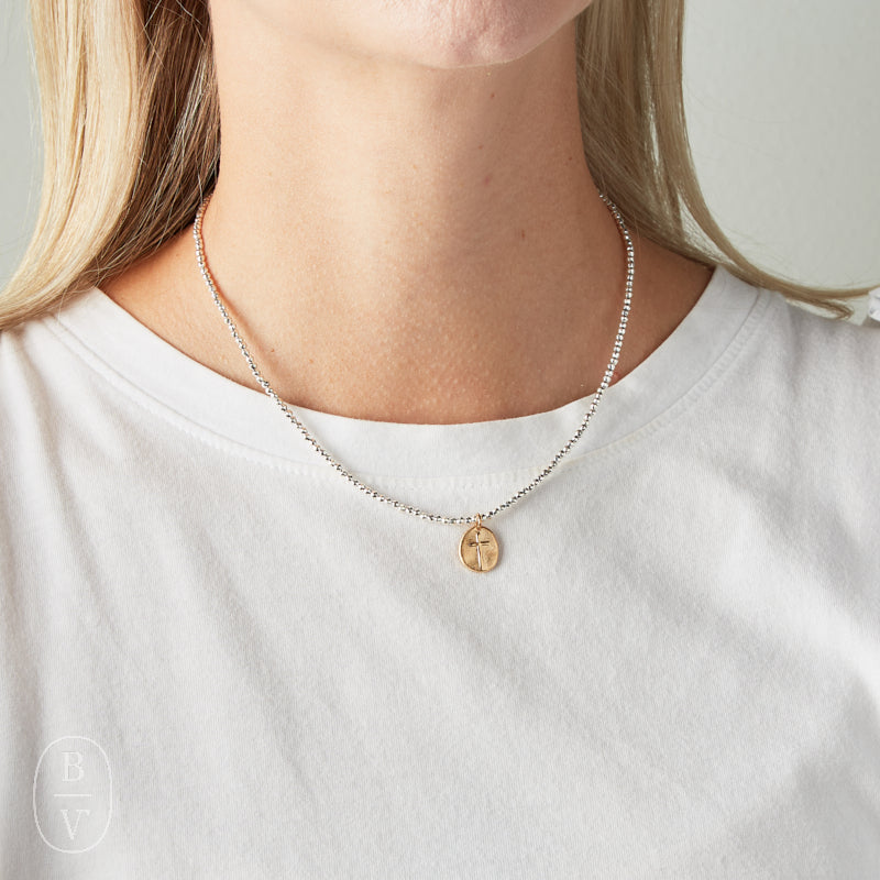 eNewton Design FACETED HEMATITE INSPIRE SMALL GOLD CHARM CHOKER