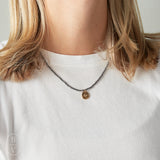 eNewton Design FACETED HEMATITE INSPIRE SMALL GOLD CHARM CHOKER