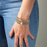 eNewton Design FACETED HEMATITE INSPIRE SMALL GOLD CHARM BRACELET
