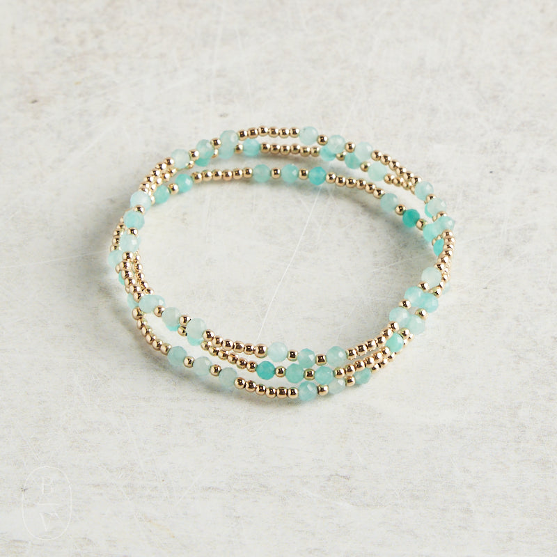 eNewton Design GEMSTONE JOY PATTERN BEAD BRACELET Amazonite 3mm
