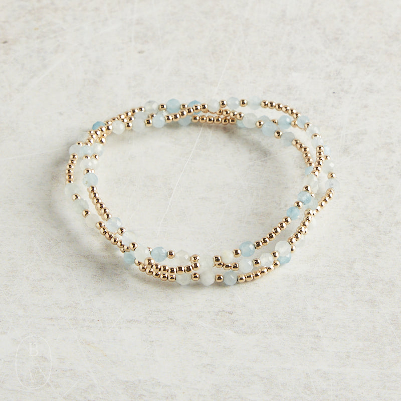 eNewton Design GEMSTONE JOY PATTERN BEAD BRACELET Aquamarine 3mm
