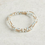 eNewton Design GEMSTONE JOY PATTERN BEAD BRACELET Aquamarine 3mm