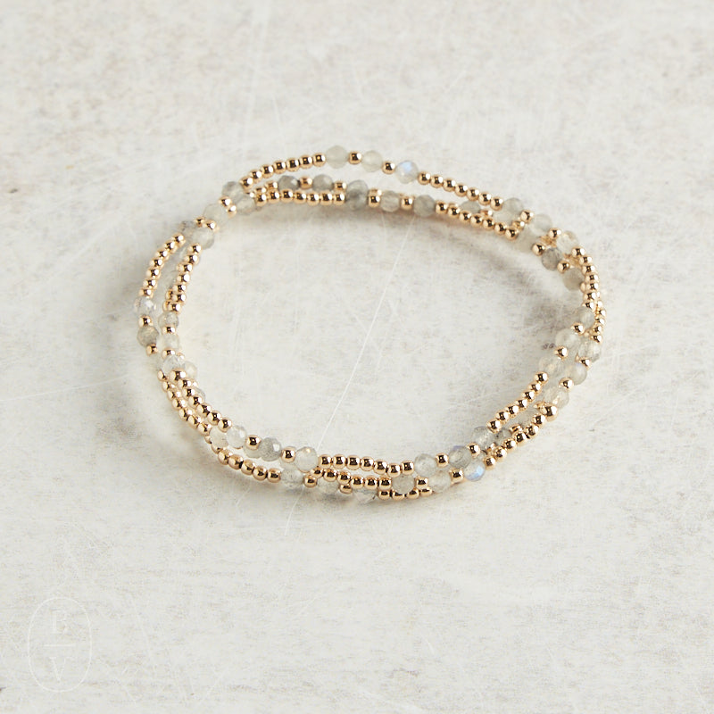 eNewton Design GEMSTONE JOY PATTERN BEAD BRACELET Labradorite 3mm