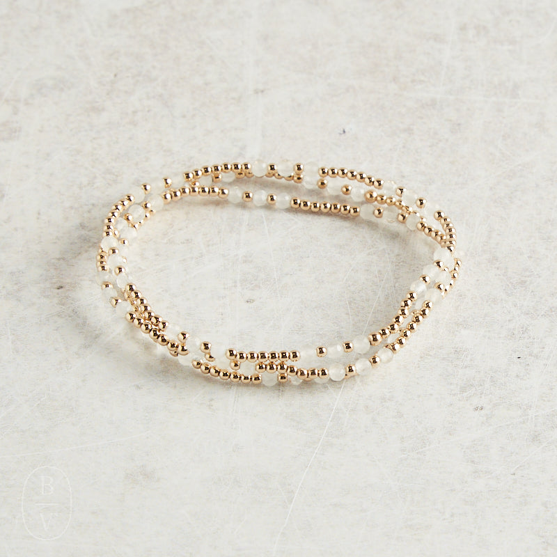 eNewton Design GEMSTONE JOY PATTERN BEAD BRACELET Moonstone 3mm