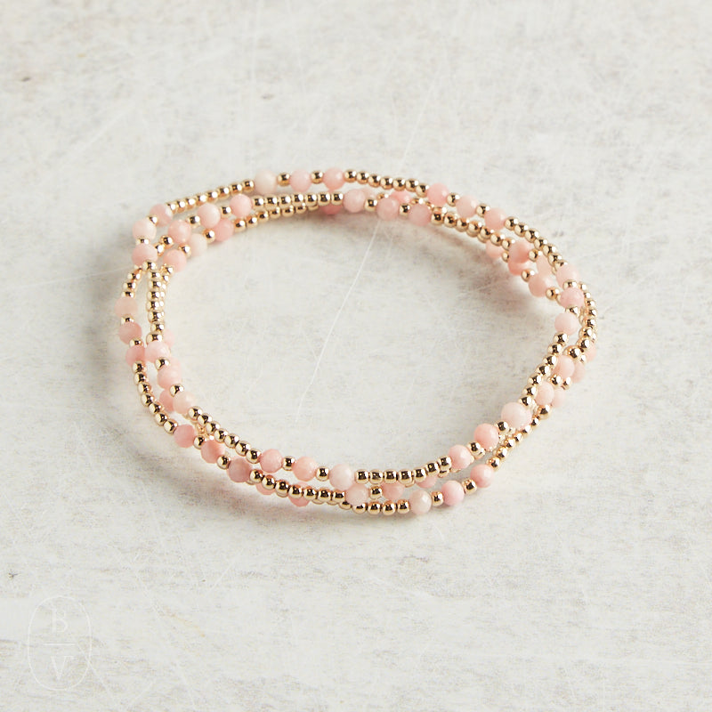 eNewton Design GEMSTONE JOY PATTERN BEAD BRACELET Pink Opal 3mm