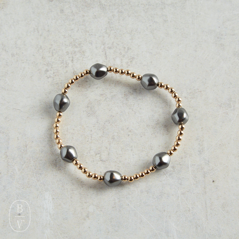 eNewton Design GOLD ADMIRE BRACELET Pearl Dark Grey 3mm