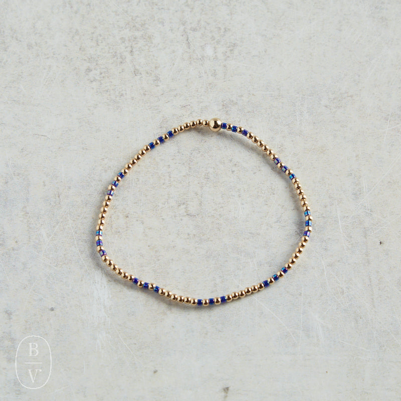 eNewton Design HOPE JOY GOLD PATTERN BEAD BRACELET Blue Metallic 2mm