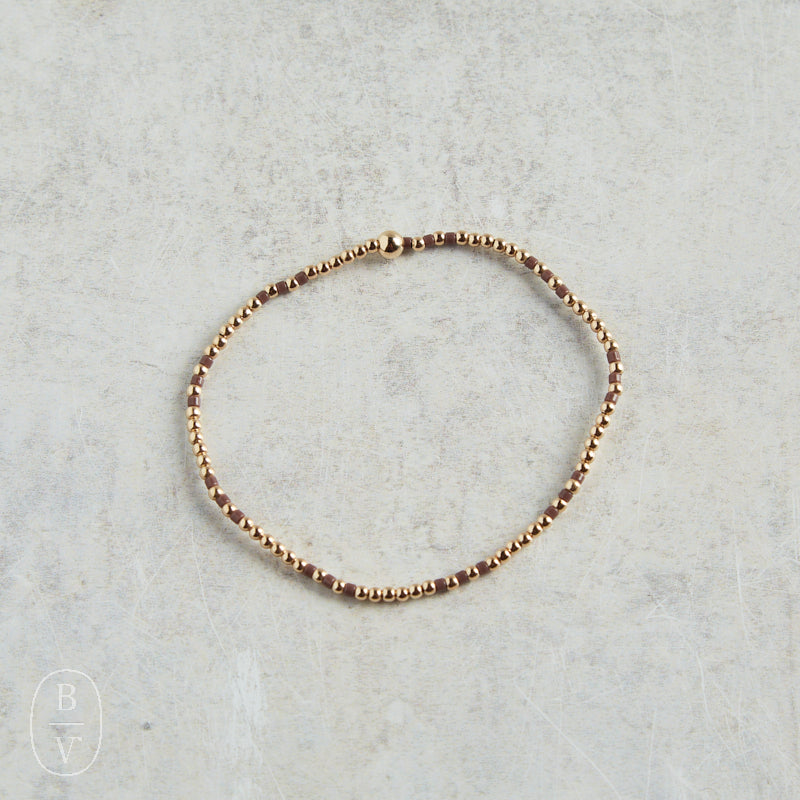 eNewton Design HOPE JOY GOLD PATTERN BEAD BRACELET Chocolate 2mm