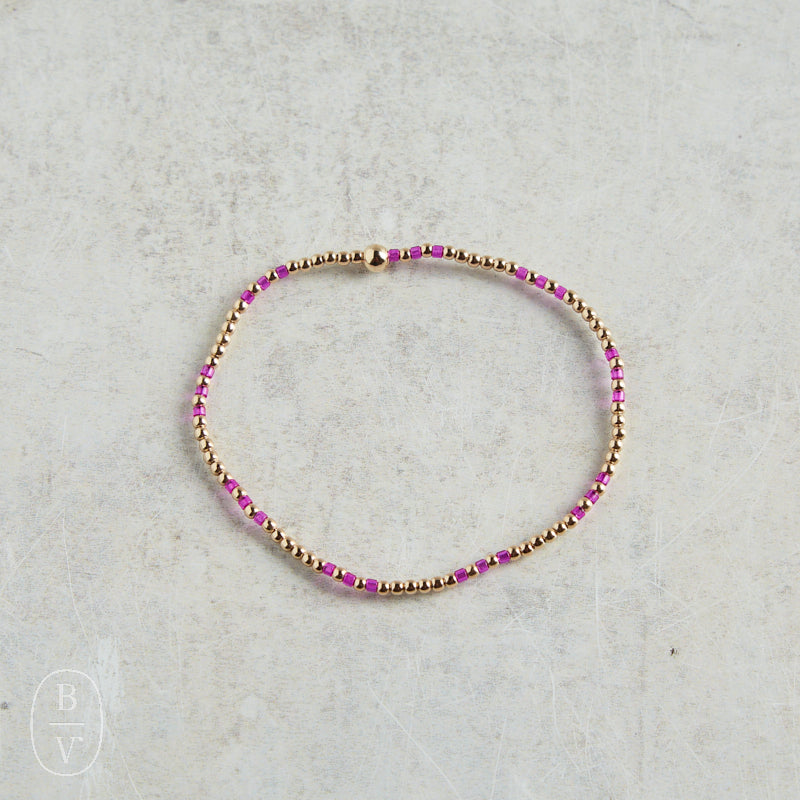 eNewton Design HOPE JOY GOLD PATTERN BEAD BRACELET Fucshia 2mm