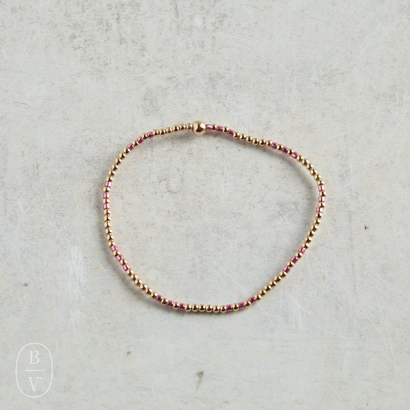 eNewton Design HOPE JOY GOLD PATTERN BEAD BRACELET Pink Metallic 2mm