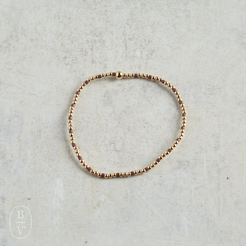 eNewton Design HOPE SINCERITY GOLD PATTERN BEAD BRACELET Chocolate 2mm