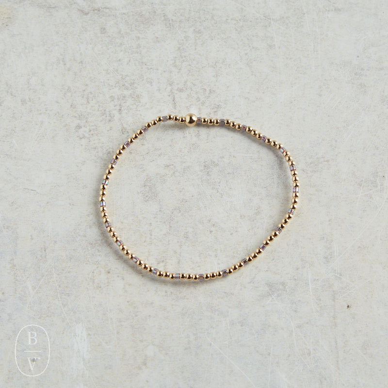 eNewton Design HOPE SINCERITY GOLD PATTERN BEAD BRACELET Taupe with a Twist 2mm