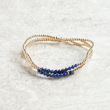 eNewton Design GOLD BLISS STONE BEAD BRACELET Lapis 2mm