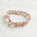 eNewton Design DIGNITY SINCERITY GOLD PATTERN STONE BRACELET Ruby 4mm