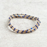 eNewton Design SINCERITY PATTERN GEMSTONE BEAD BRACELET Lapis 3mm