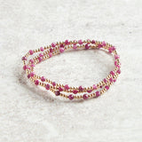 eNewton Design SINCERITY PATTERN GEMSTONE BEAD BRACELET Ruby 3mm