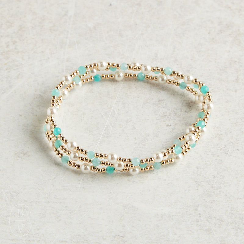eNewton Design PEARL SINCERITY PATTERN BEAD BRACELET Amazonite 4mm