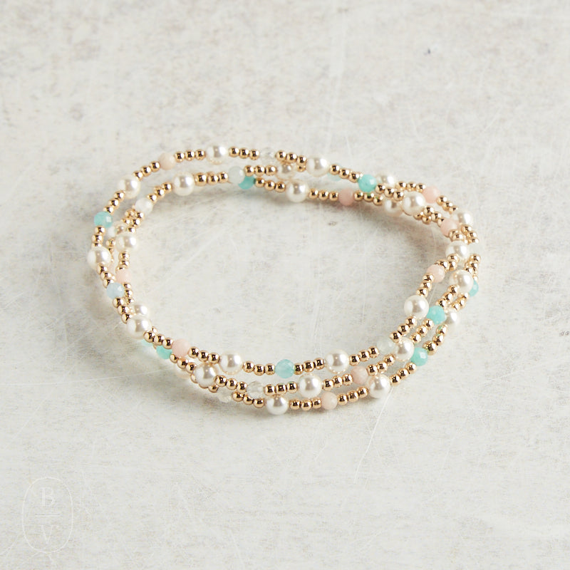 eNewton Design PEARL SINCERITY PATTERN BEAD BRACELET Hot Mess SS25 4mm