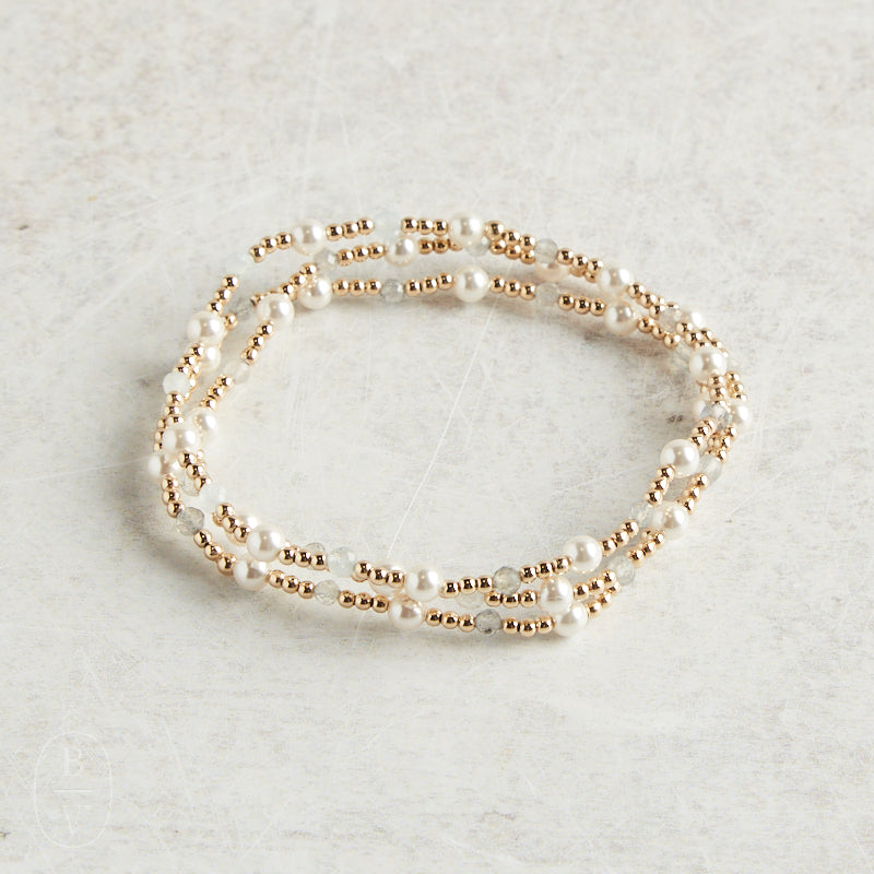 eNewton Design PEARL SINCERITY PATTERN BEAD BRACELET Labradorite 4mm