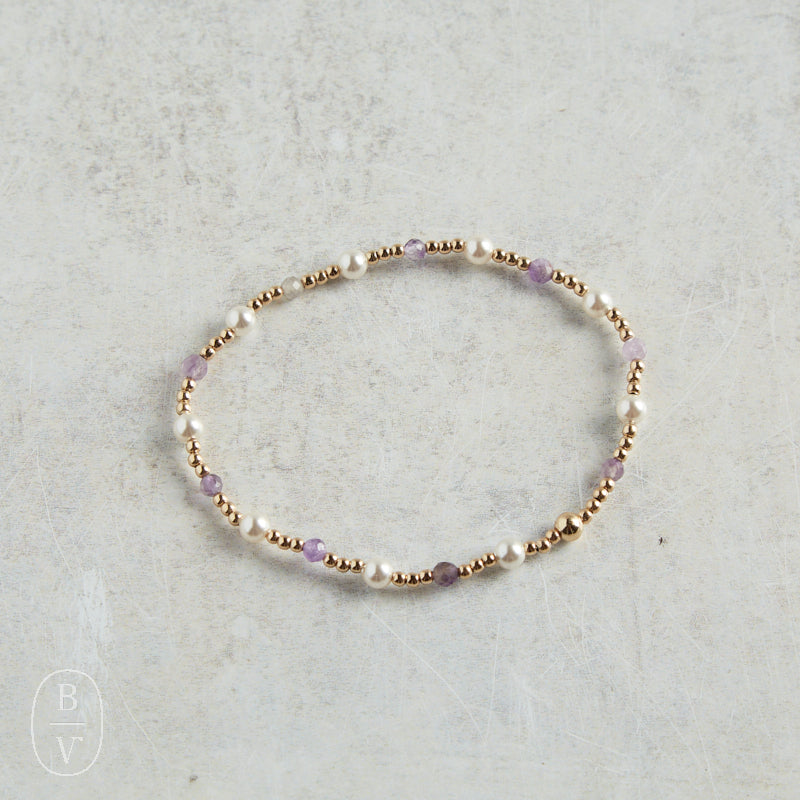 eNewton Design PEARL SINCERITY PATTERN BEAD BRACELET Amethyst 4mm
