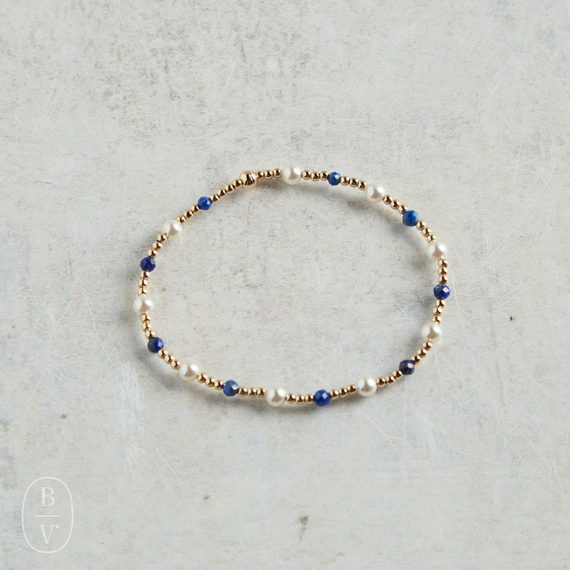 eNewton Design PEARL SINCERITY PATTERN BEAD BRACELET Lapis 4mm