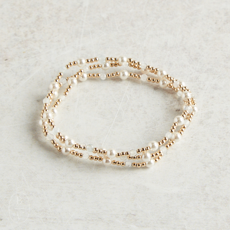eNewton Design PEARL SINCERITY PATTERN BEAD BRACELET Moonstone 4mm