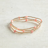 eNewton Design EGIRL SIGNATURE CROSS SMALL GOLD PATTERN BEAD BRACELET Pink 2mm