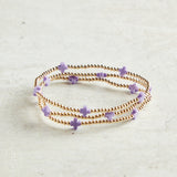 eNewton Design EGIRL SIGNATURE CROSS SMALL GOLD PATTERN BEAD BRACELET 5.5" Purple 2mm