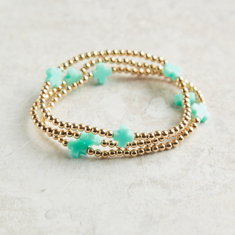 eNewton Design SIGNATURE CROSS PATTERN BEAD BRACELET Mint