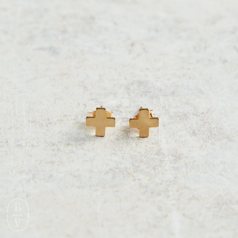eNewton Design SIGNATURE CROSS STUD Gold
