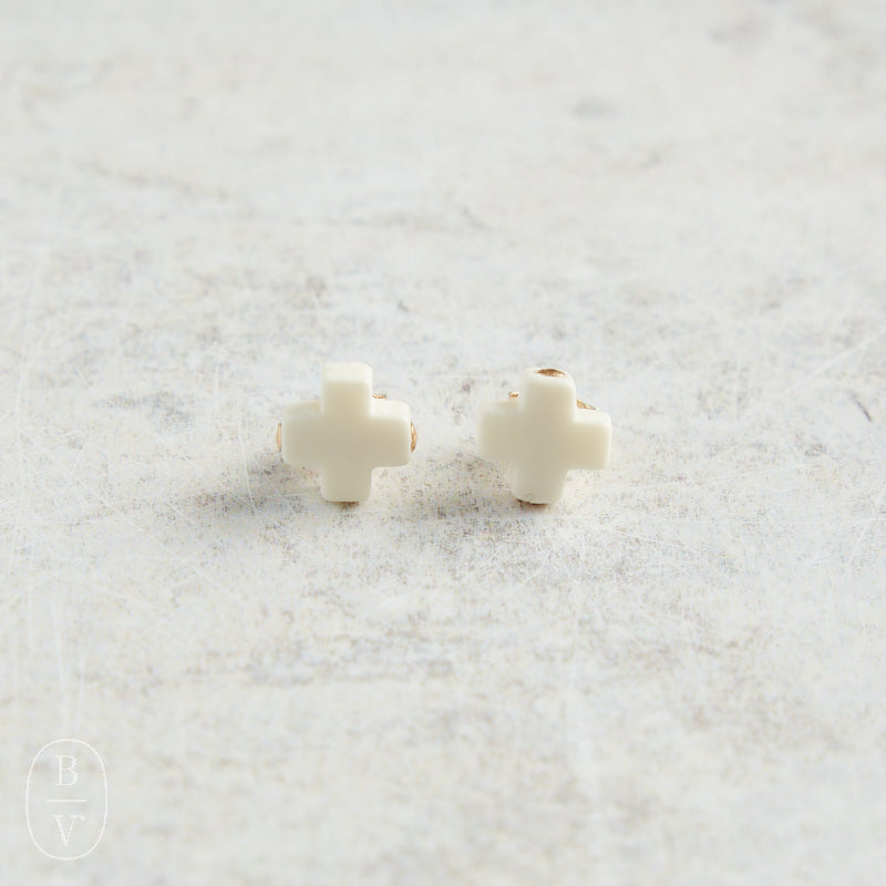 eNewton Design SIGNATURE CROSS STUD Off White