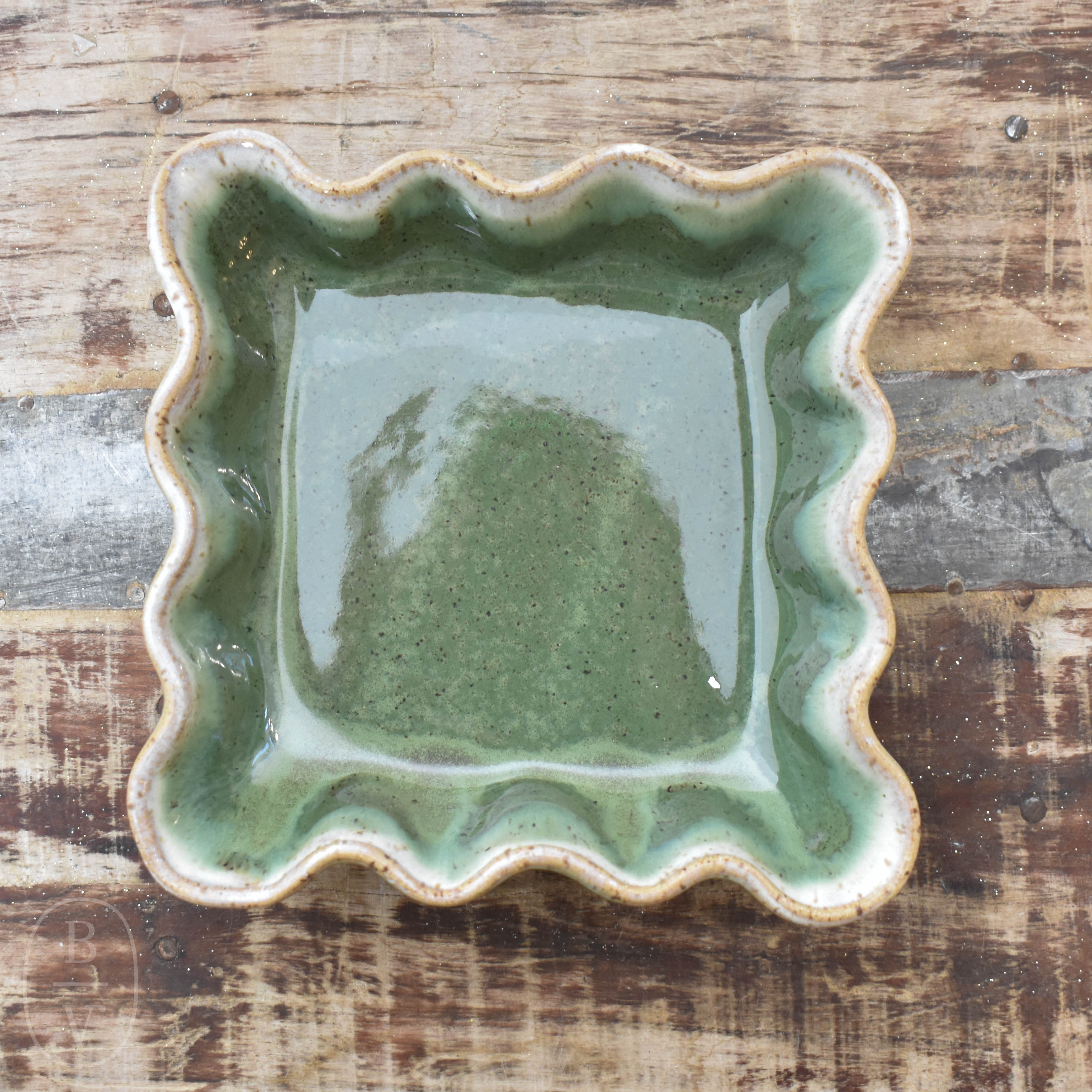 Etta B Pottery COCKTAIL NAPKIN HOLDER Matcha Leaf