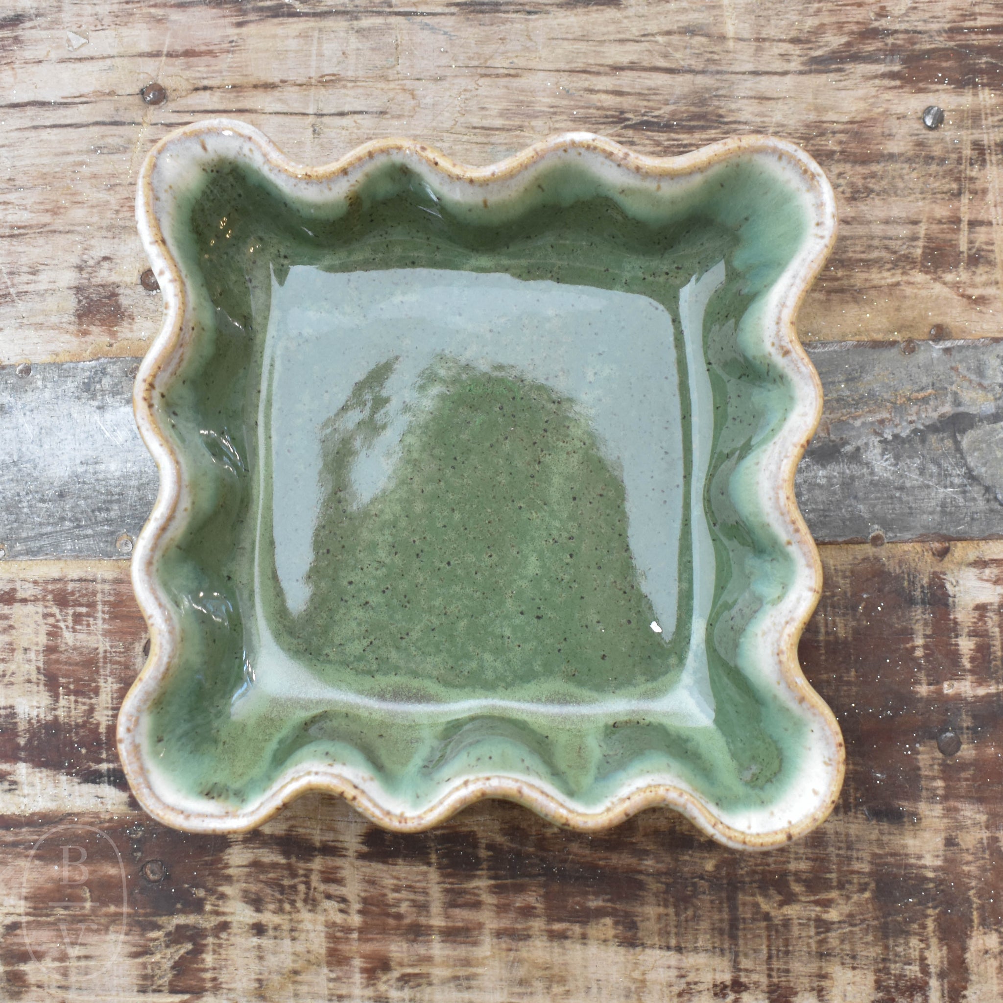 Etta B Pottery COCKTAIL NAPKIN HOLDER Matcha Leaf