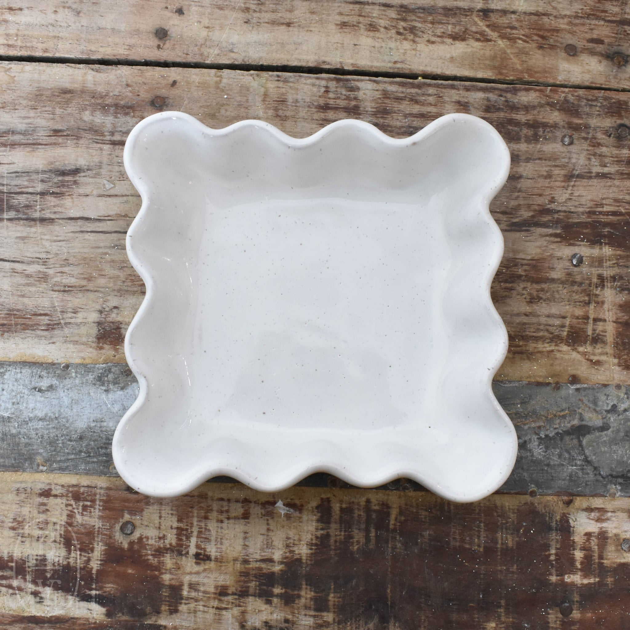 Etta B Pottery COCKTAIL NAPKIN HOLDER Eyelet White