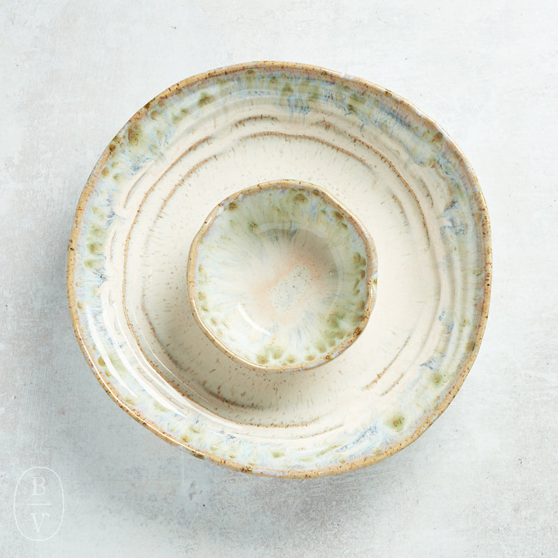 Etta B Pottery CHIP AND QUESO BOWL Botanical