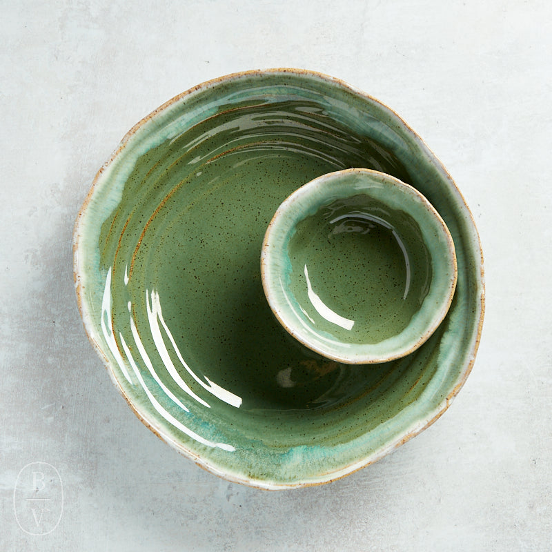 Etta B Pottery CHIP AND QUESO BOWL Matcha Leaf