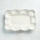 Etta B Pottery RUFFLED RECTANGLE DISH Chantilly Cream