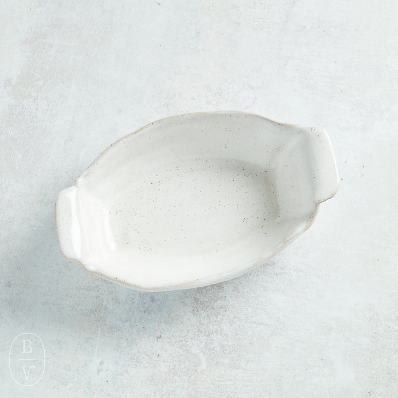 Etta B Pottery OVAL SOUFFLE DISH Eyelet White