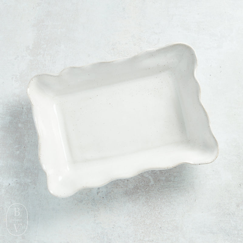 Etta B Pottery WAVED RECTANGLE BAKER Eyelet White