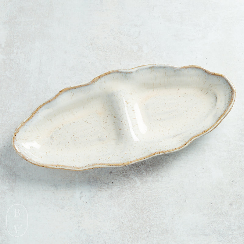 Etta B Pottery DIVIDED TRAY Chantilly Cream