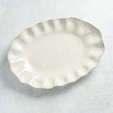 Etta B Pottery FLUTTERED OVAL PLATTER Chantilly Cream