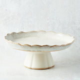 Etta B Pottery FLIRTY EDGE CAKE STAND Chantilly Cream