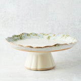 Etta B Pottery FLIRTY EDGE CAKE STAND Botanical